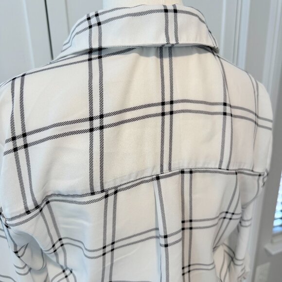 π€ Fortune + Ivy White & Black Windowpane Plaid Blouse β Size M π€ - Picture 5 of 12